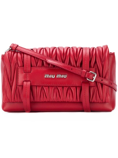 Shop Miu Miu Matelassé Shoulder Bag In Red