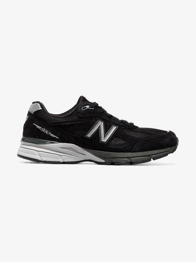 Shop New Balance 990v4 Lace-up Leather Sneakers In Black