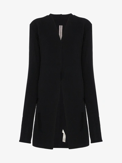 Shop Rick Owens Collarless Knitted Jacket In Black