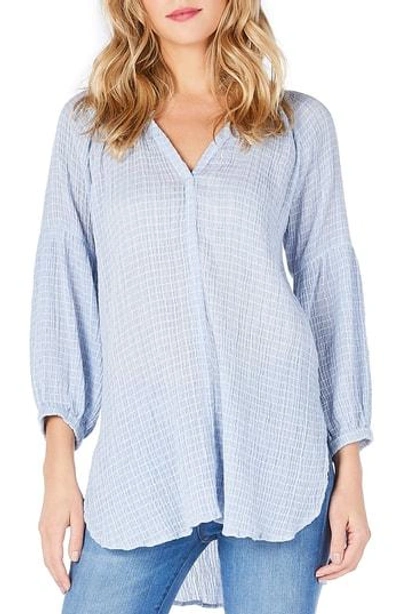 Shop Michael Stars Textured Tunic In Blue/ White