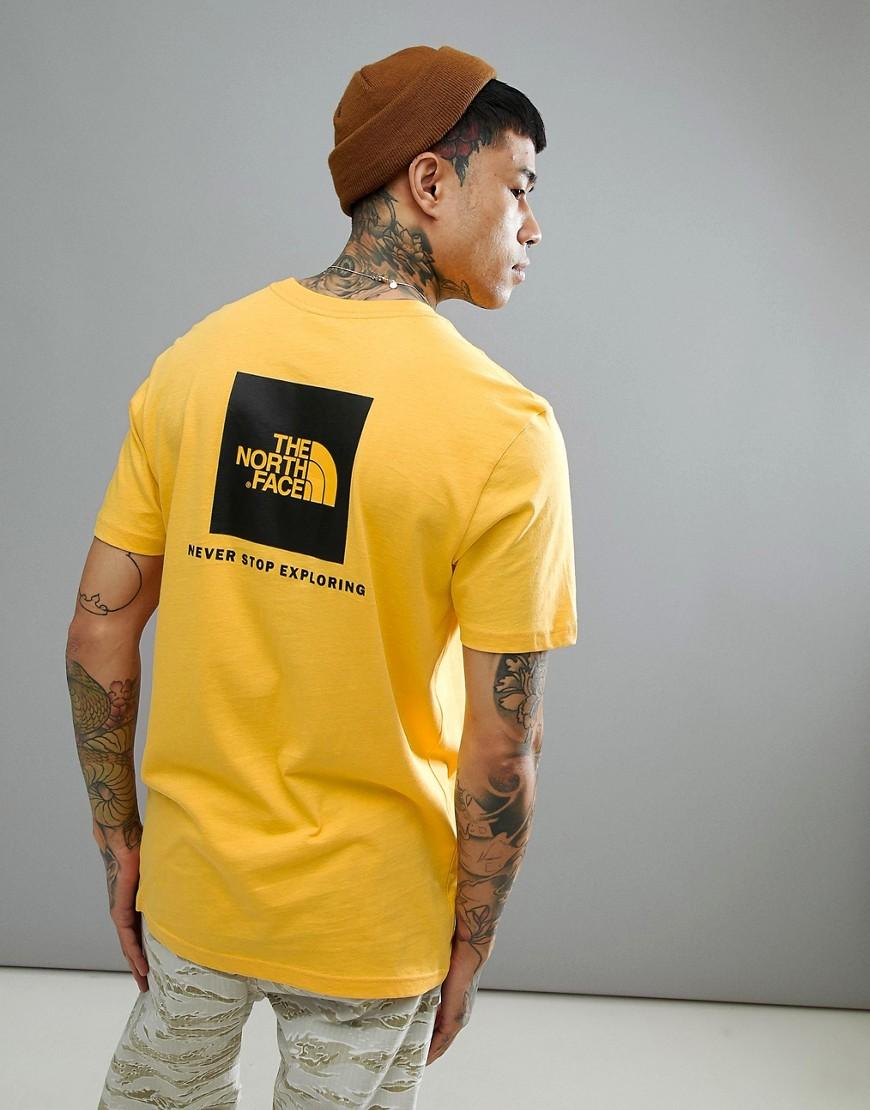 The North Face Red Box T Shirt Back Logo In Yellow Yellow Modesens