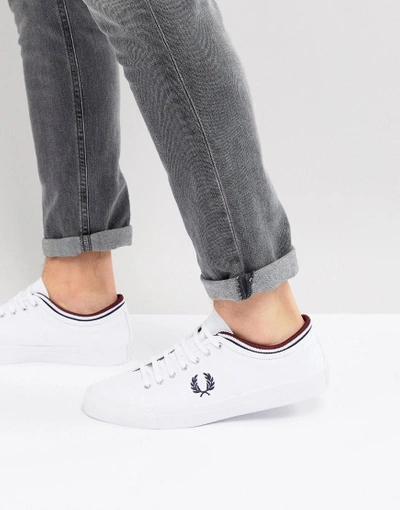 Fred Perry Kendrick Canvas Tipped Cuff Sneakers In White - White | ModeSens