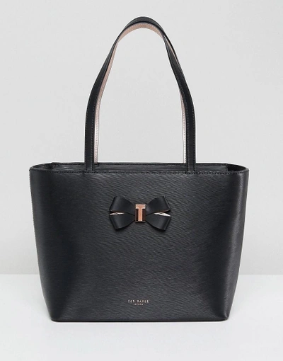 Shop Ted Baker Bow Shopper In Leather - Black