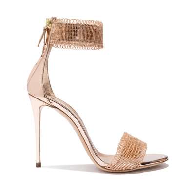 Shop Casadei Evening In Tan And Rose Gold
