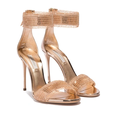 Shop Casadei Evening In Tan And Rose Gold