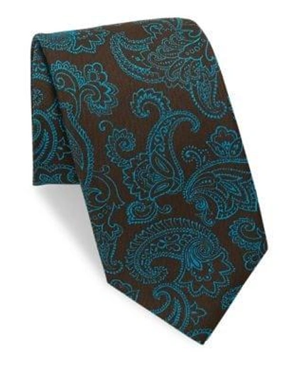 Shop Charvet Paisley Silk & Linen Tie In Brown