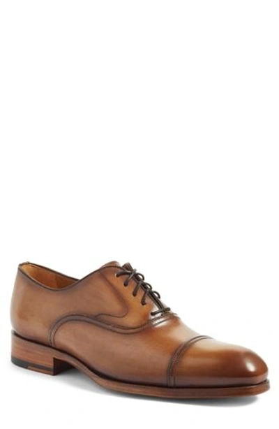 Shop Magnanni Torres Cap Toe Oxford In Tobacco Leather