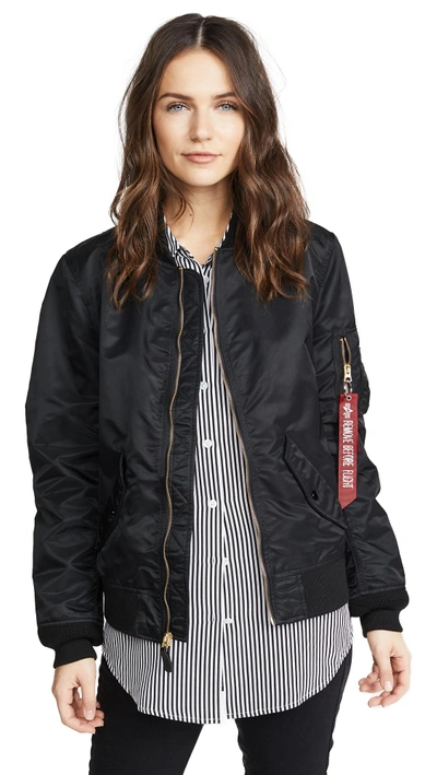 Shop Alpha Industries Laced Bomber Jacket In Black