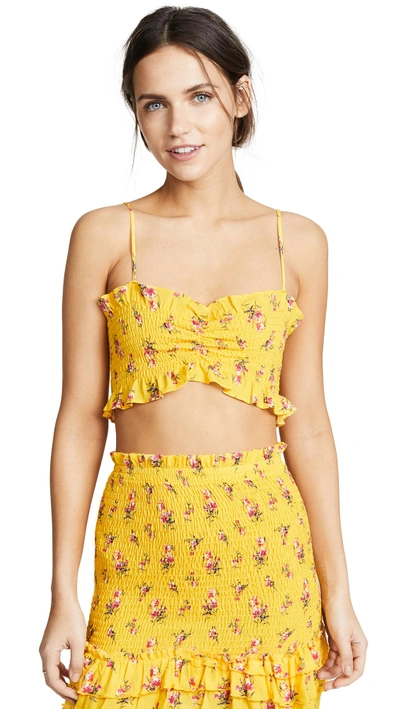 Shop Blue Life Blossom Ruffle Bralette Top In Wildflower Sunflower