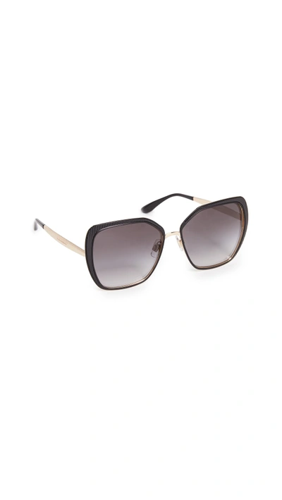 Shop Dolce & Gabbana Square Fluted Sunglasses In Matte Black/grey