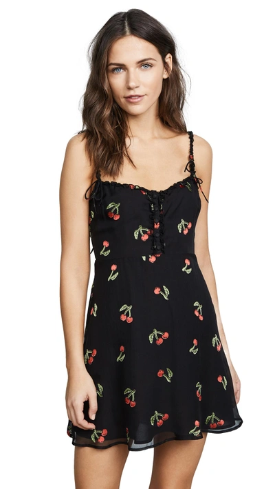 Shop For Love & Lemons Cherry Twist Tank Mini Dress In Cherry Burnout