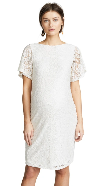 Shop Ingrid & Isabel Lace Flutter Sleeve Dress In Ivory