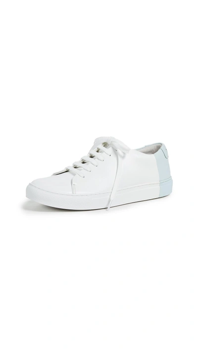 Shop They New York Two Tone Low Sneakers In White/sky Blue