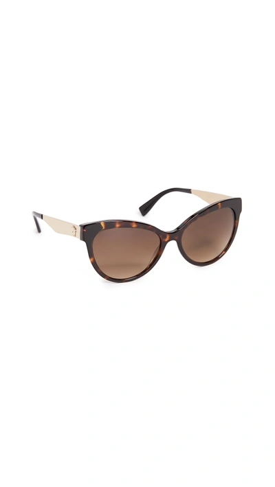 Shop Versace Cat Eye Sunglasses In Dark Havana/brown