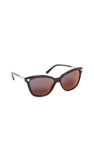 Shop Versace Cat Eye Mirrored Sunglasses In Black/red