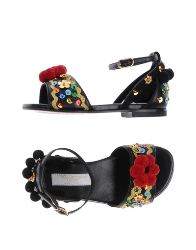 Dolce & Gabbana Toddler Girl Sandals Black Size 10c Lambskin In Black