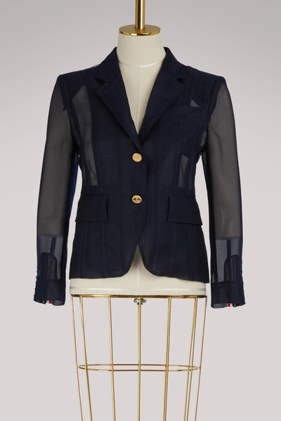 Shop Thom Browne Lace-up Back Jacket In Navy