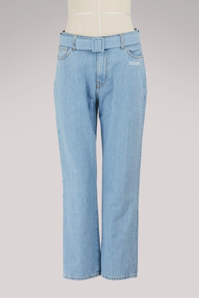 Shop Off-white Cropped Jeans In Denim