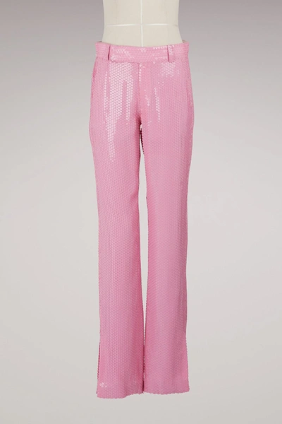 Shop Msgm Straight-leg Sequined Pants In Pink