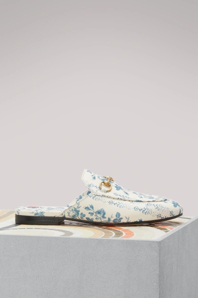 Shop Gucci New Buds Sequence Princetown Mules In Ivory/blue