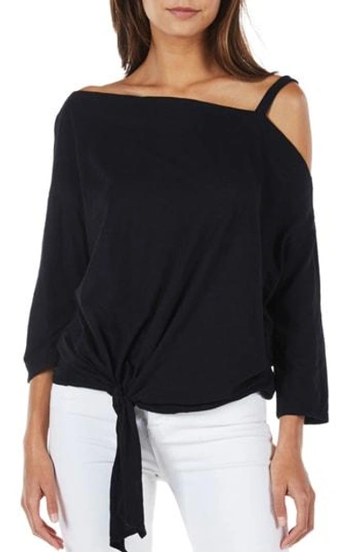 Shop Michael Stars Knot Front Top In Black