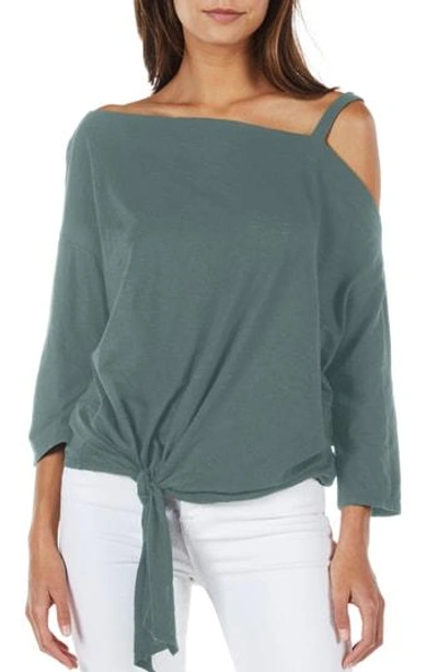Shop Michael Stars Knot Front Top In Basil