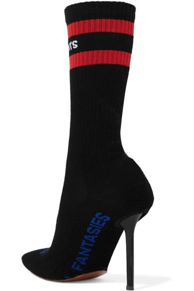 Shop Vetements Logo-jacquard Stretch-knit Sock Boots In Black