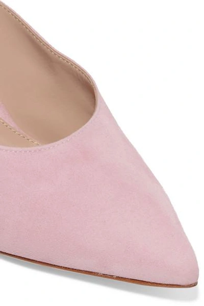 Shop Gianvito Rossi 85 Suede Mules In Baby Pink