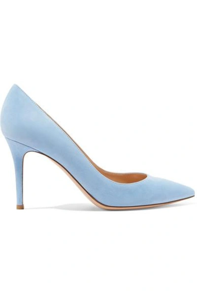 Shop Gianvito Rossi 85 Suede Pumps In Sky Blue