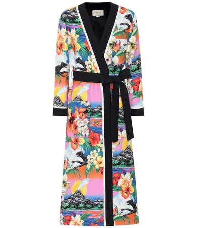Shop Gucci Printed Kimono Coat In Multicoloured
