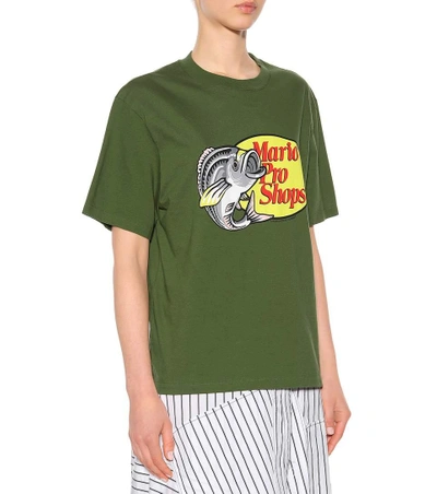 Shop Golden Goose Printed Cotton T-shirt In Green