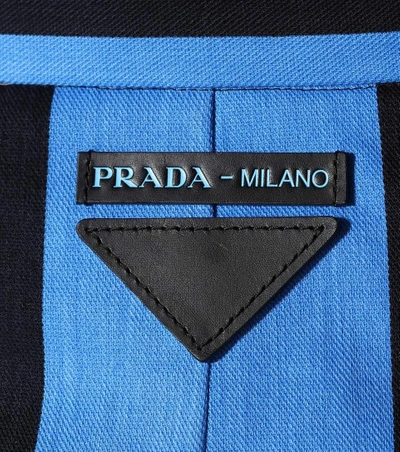 Shop Prada Striped Cotton-blend Skirt In Blue