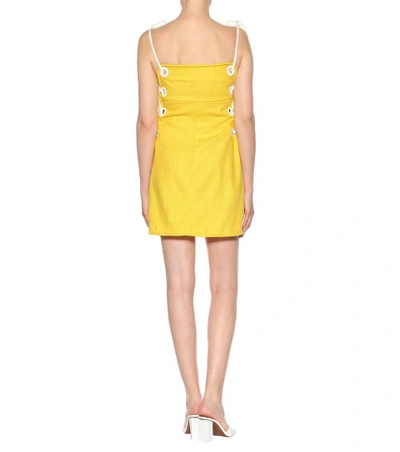 Shop Staud Raft Linen-blend Dress In Yellow