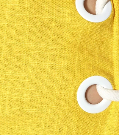 Shop Staud Raft Linen-blend Dress In Yellow