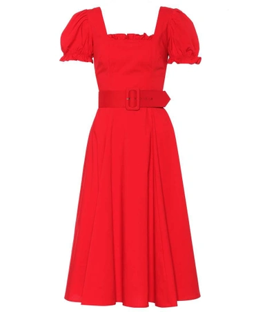 Shop Staud Maryann Cotton Dress In Red