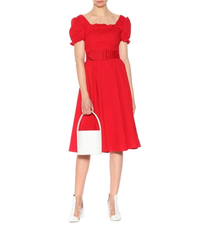 Shop Staud Maryann Cotton Dress In Red
