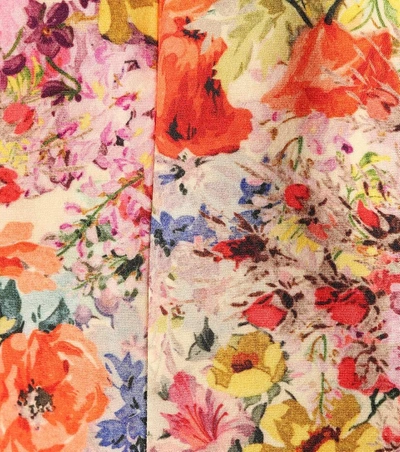 Shop Valentino Floral-printed Silk-blend Dress In Multicoloured