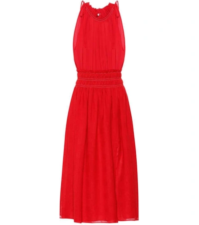 Shop Altuzarra Sleeveless Linen And Cotton Dress In Red