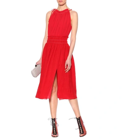 Shop Altuzarra Sleeveless Linen And Cotton Dress In Red