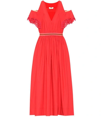 Shop Fendi Cotton Dress In Red