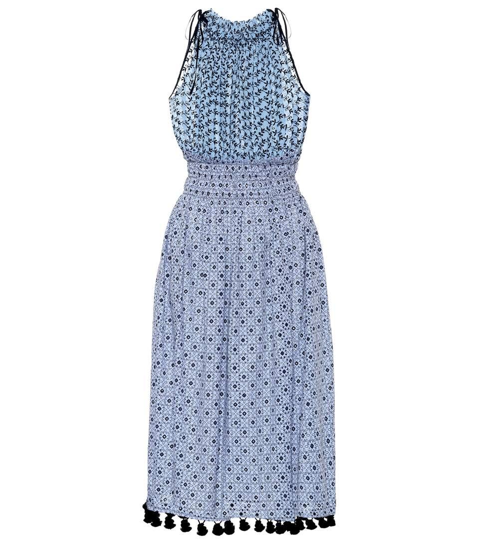 Altuzarra Sleeveless Printed Cotton Dress In Blue | ModeSens