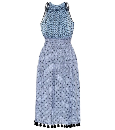 Shop Altuzarra Sleeveless Printed Cotton Dress In Blue