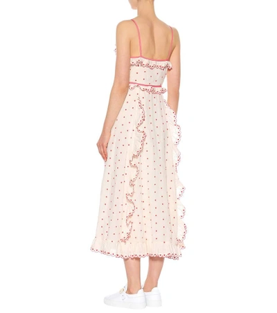 Shop Red Valentino Polka-dotted Cotton Dress In White