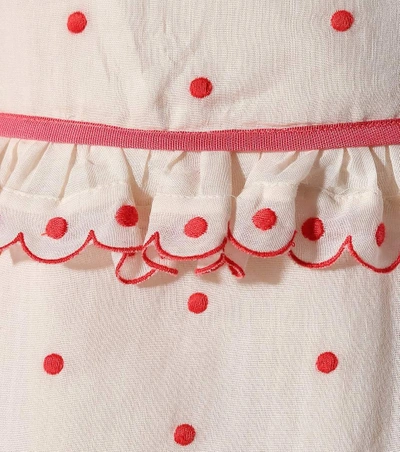 Shop Red Valentino Polka-dotted Cotton Dress In White