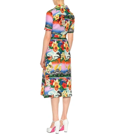 Shop Gucci Printed Linen Dress In Multicoloured