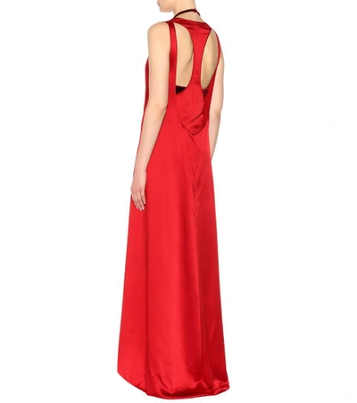 Shop Valentino Sleeveless Satin Gown In Red