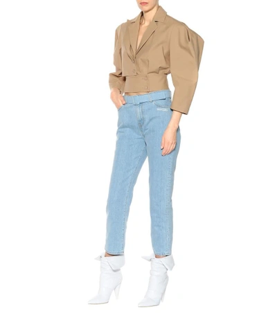 Shop Off-white High-waisted Cropped Jeans In Blue