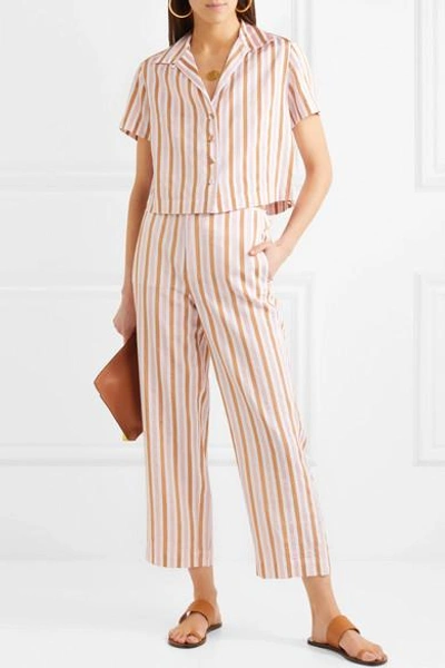 Shop Frame Striped Jacquard Wide-leg Pants In Orange