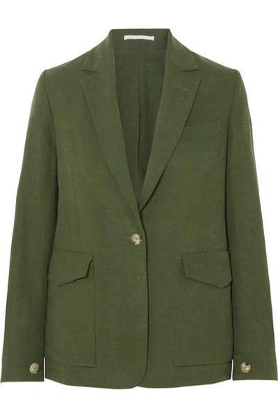 Shop Golden Goose Saturnia Linen Blazer In Green