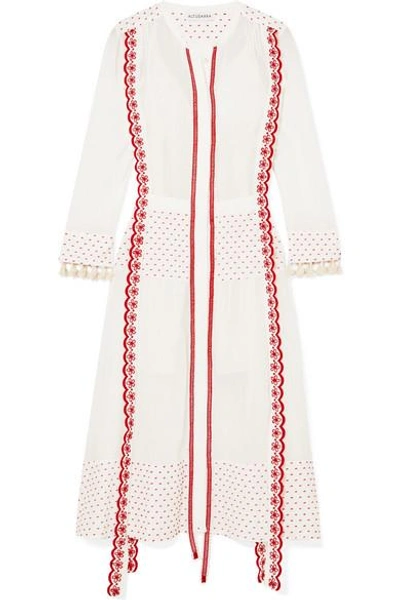 Shop Altuzarra Grenelle Broderie Anglaise-trimmed Swiss-dot Cotton And Chiffon Midi Dress In White